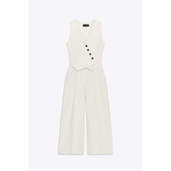 ZARA WIDE WAISTCOAT JUMPSUIT - Picture 8 of 10